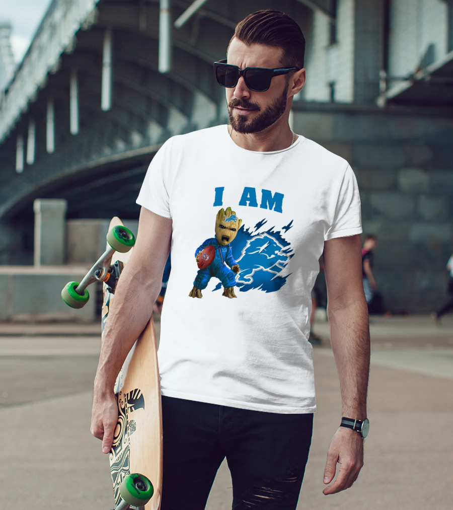 I Am Groot Detroit Lions Football Fan Mashup T-Shirt