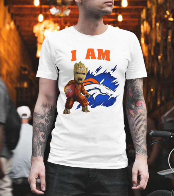 I Am Groot Denver Broncos Football Fan Character T-Shirt I Am Groot Denver Broncos Football Fan Character T-Shirt