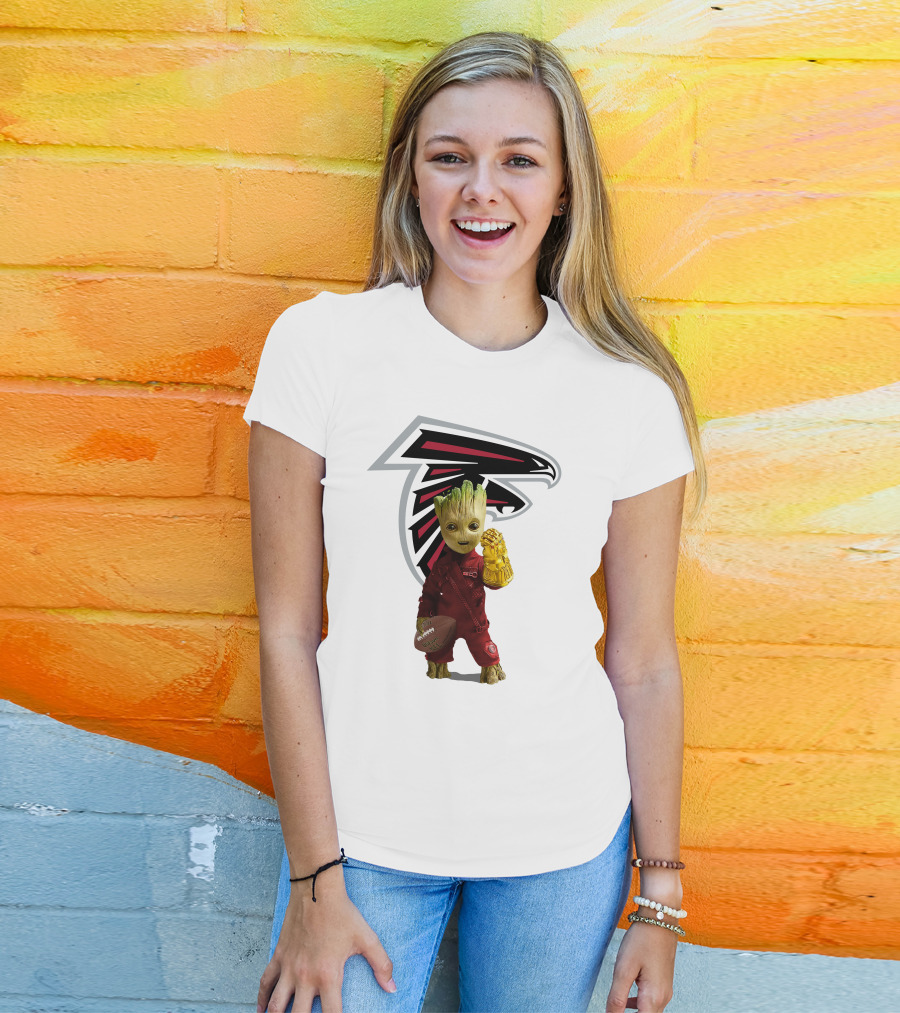 Atlanta Falcons Groot Holding Football And Glove T-Shirt