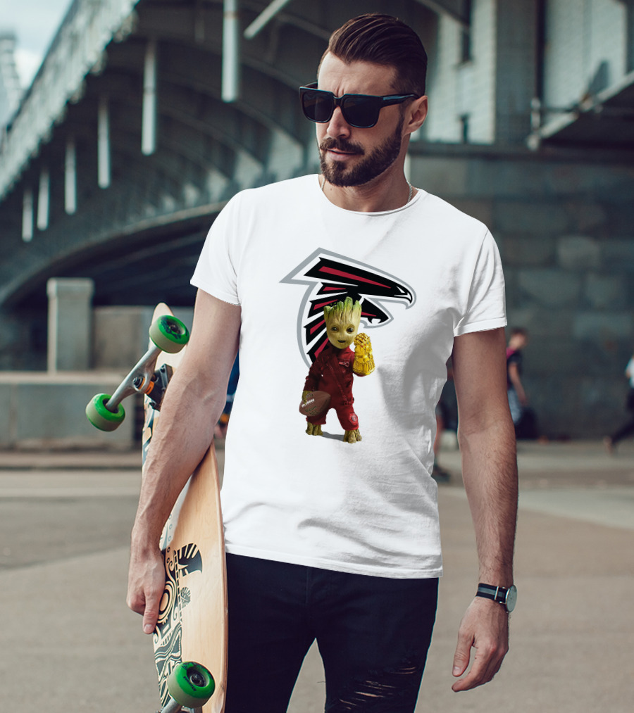 Atlanta Falcons Groot Holding Football And Glove T-Shirt