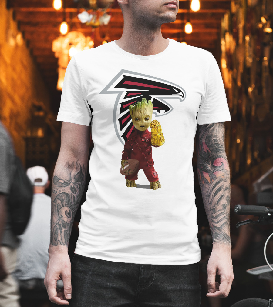 Atlanta Falcons Groot Holding Football And Glove T-Shirt