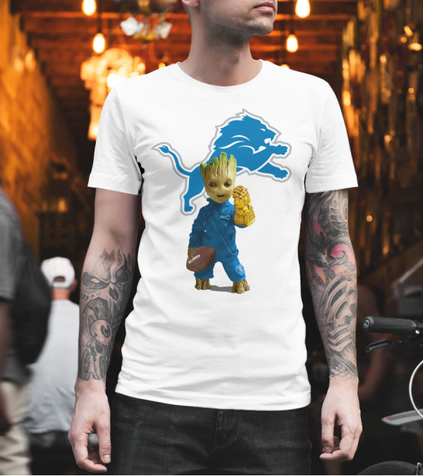 Detroit Lions Groot Avengers Football Mashup T-Shirt Detroit Lions Groot Avengers Football Mashup T-Shirt