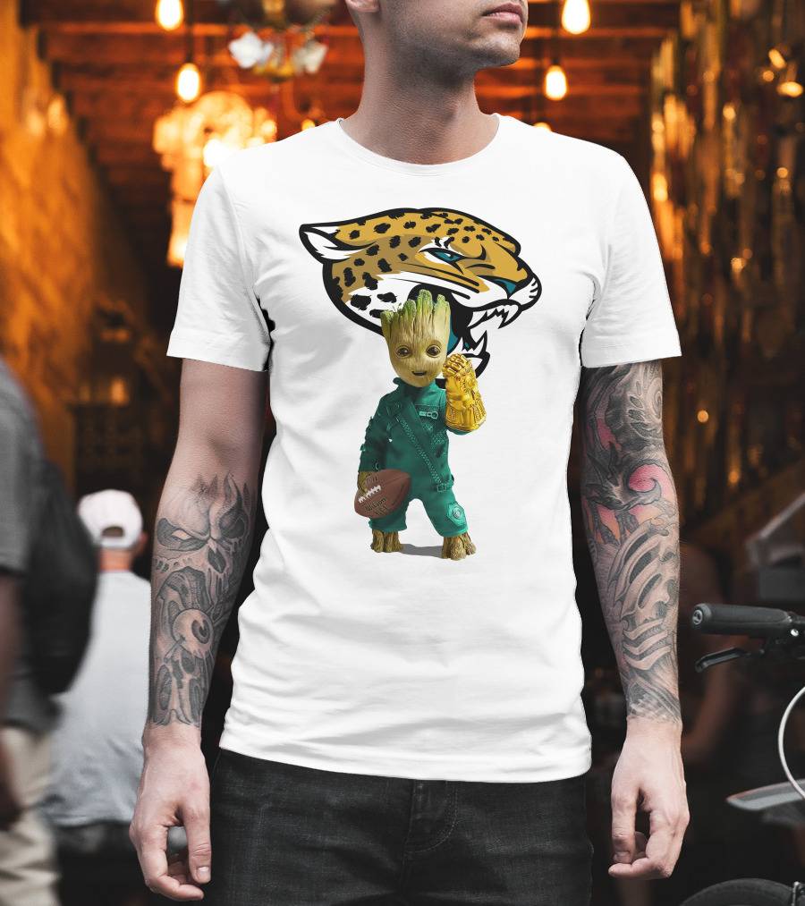 Jacksonville Jaguars Groot Football Infinity Gauntlet T-Shirt