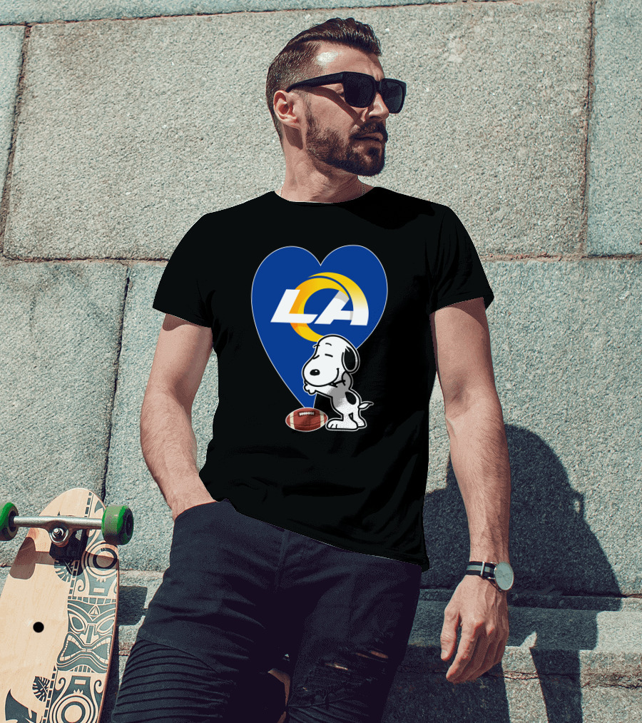 Snoopy Los Angeles Rams Football Heart Hug T-Shirt