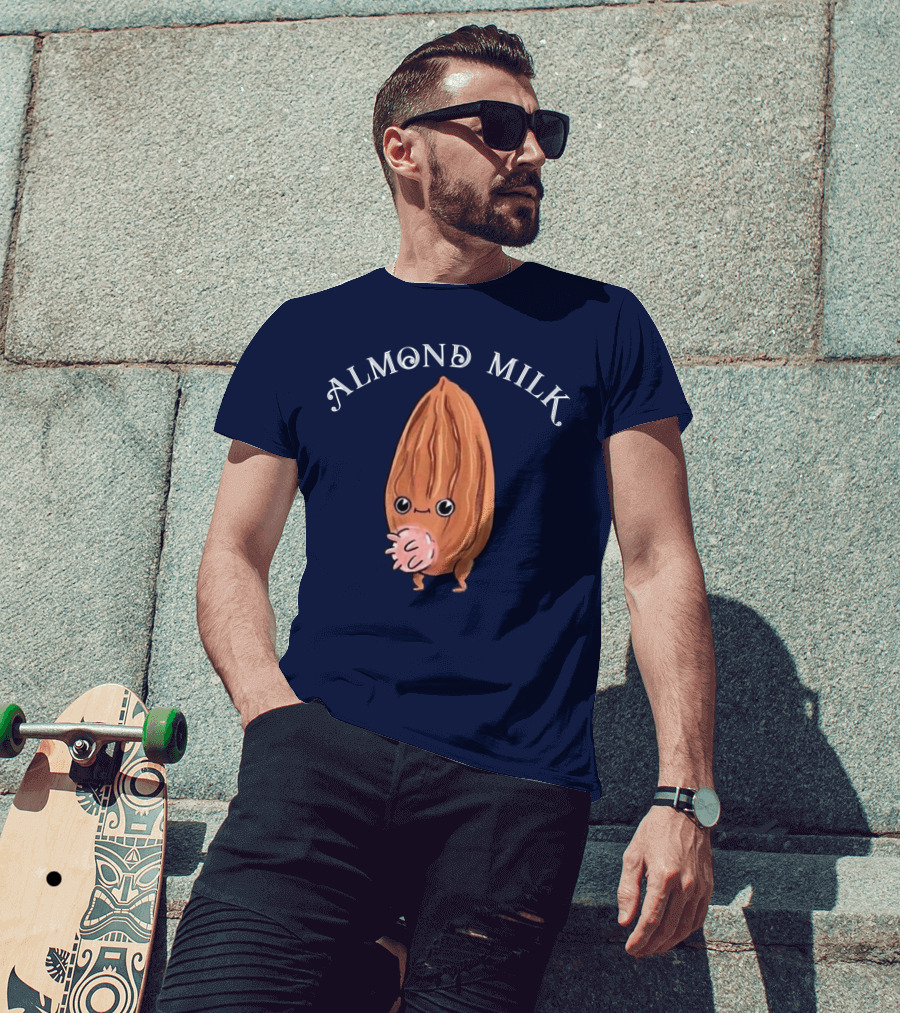 ALMOND MILK Cute Cartoon Character With Large Eyes And Smiling Face T-Shirt