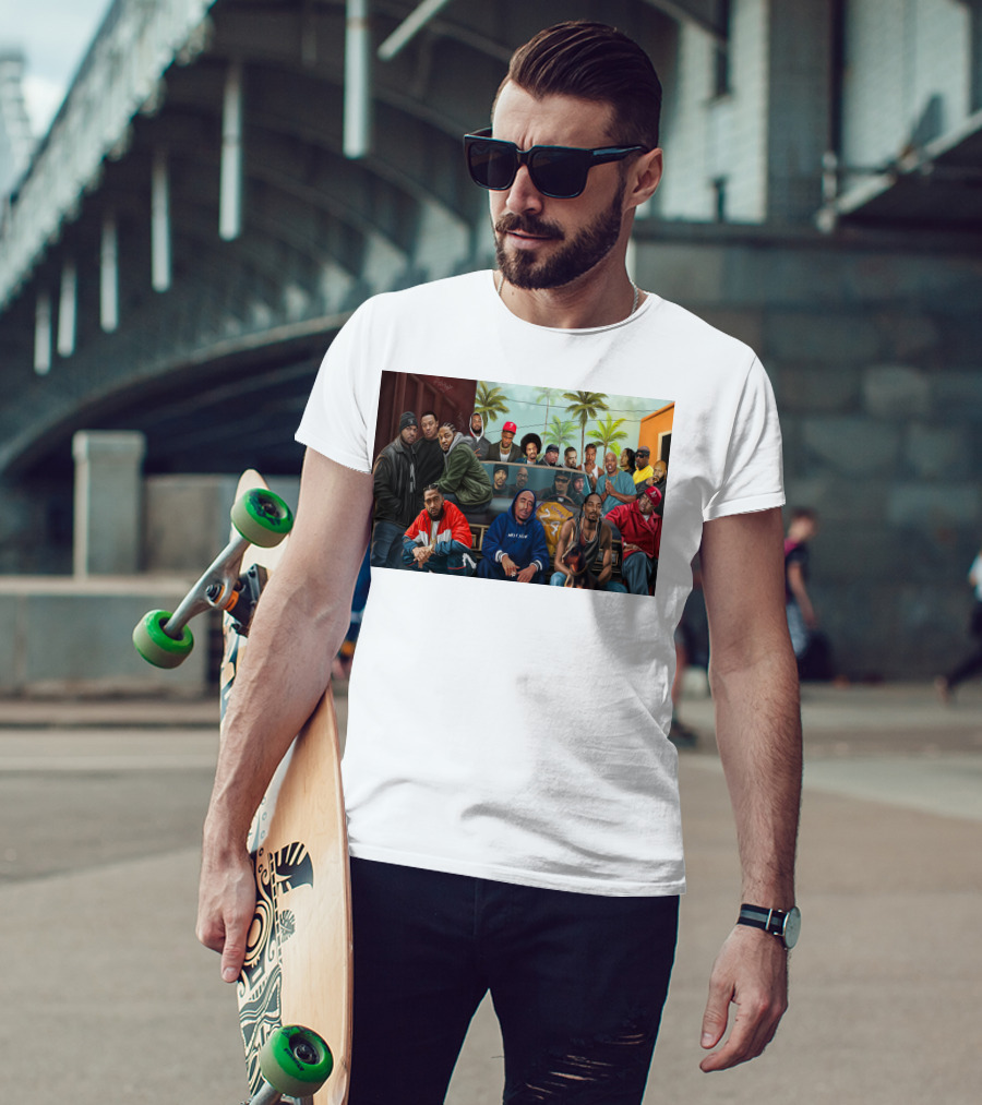 WCHH Hip Hop Legends Collage Icons In Urban Street Scene T-Shirt