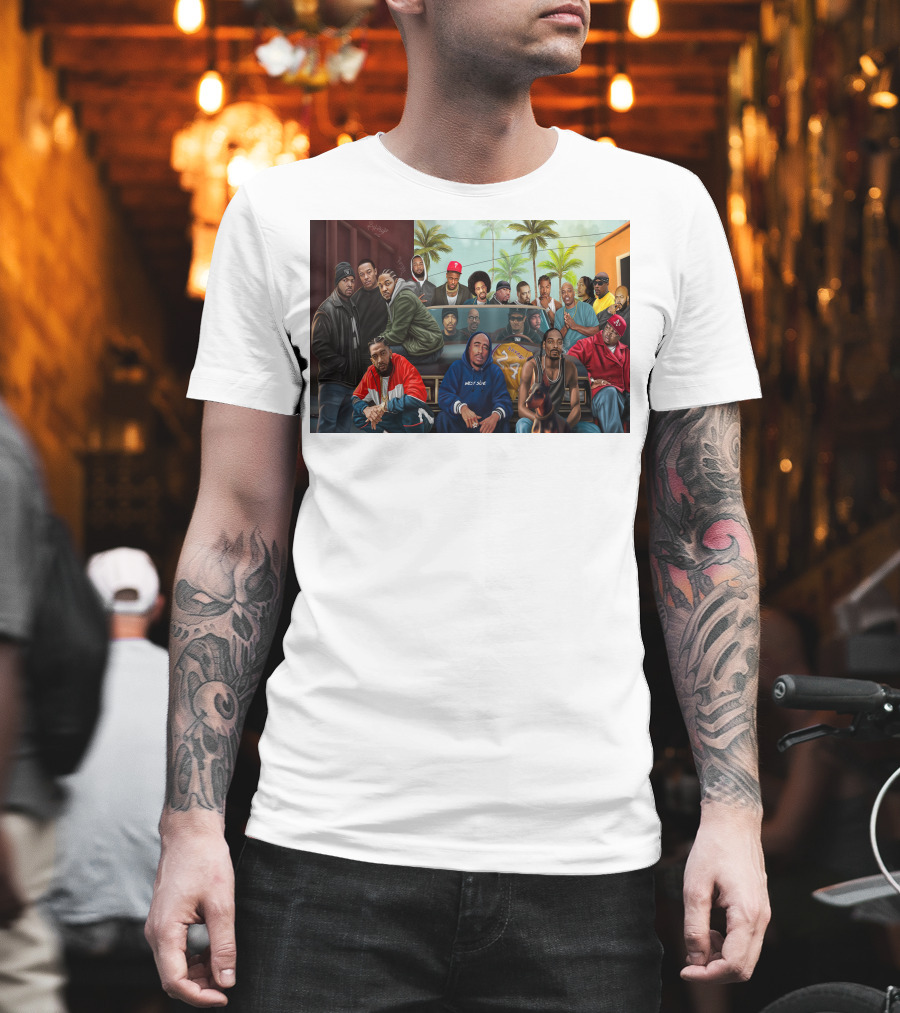 WCHH Hip Hop Legends Collage Icons In Urban Street Scene T-Shirt