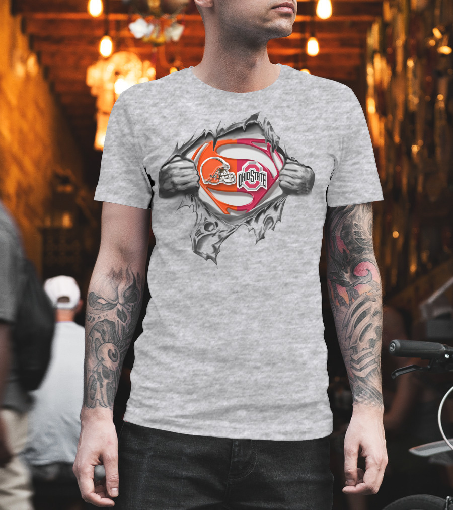 Cleveland Browns Ohio State Buckeyes Superman Logo Mashup T-Shirt