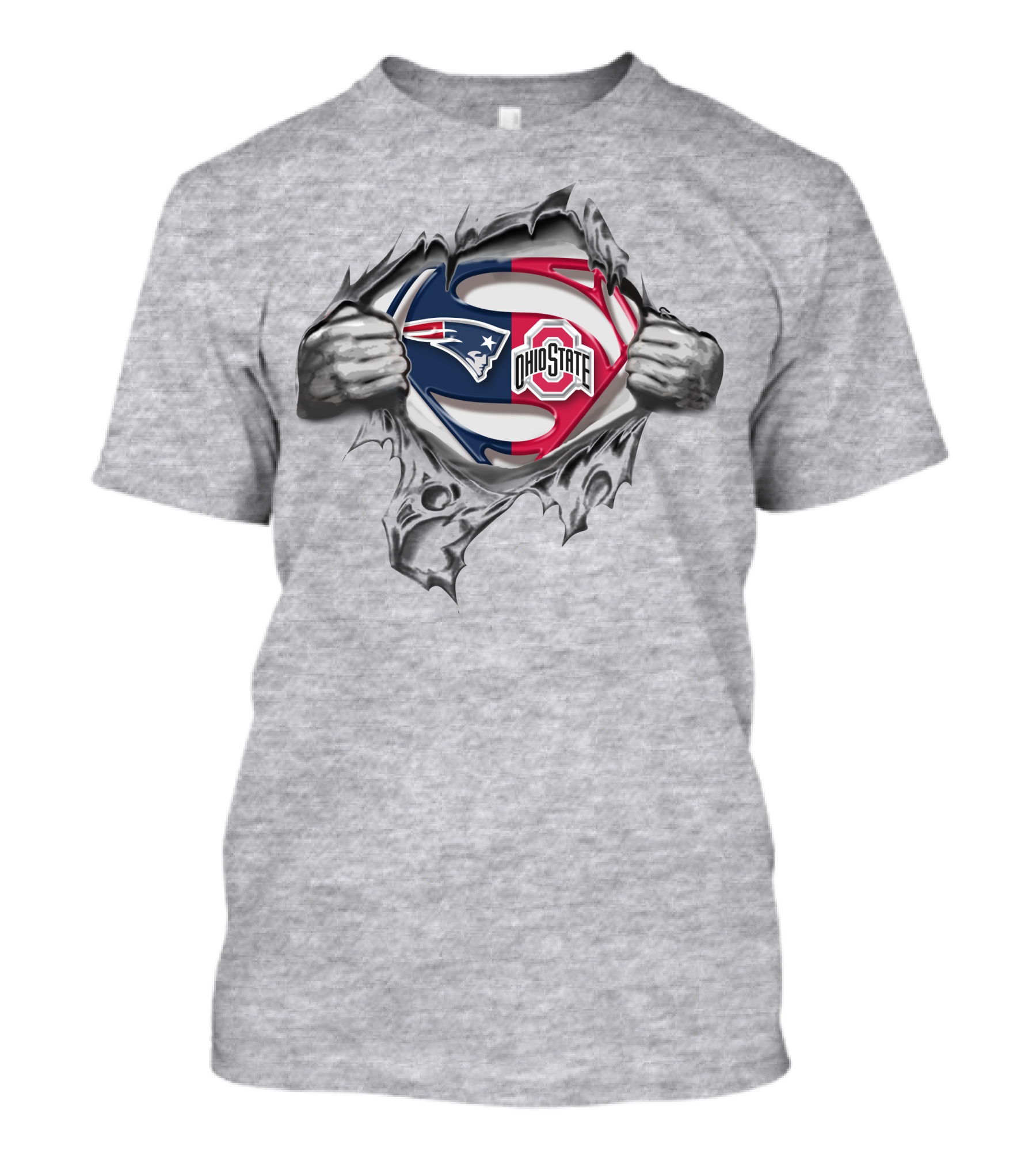 New England Patriots Ohio State Buckeyes Superman Logo Pullover T-Shirt