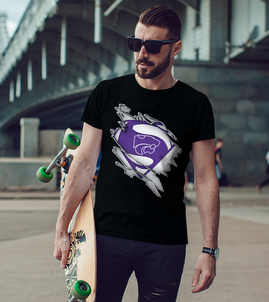 Kansas State Wildcats Superman Logo Scratch Effect T-Shirt