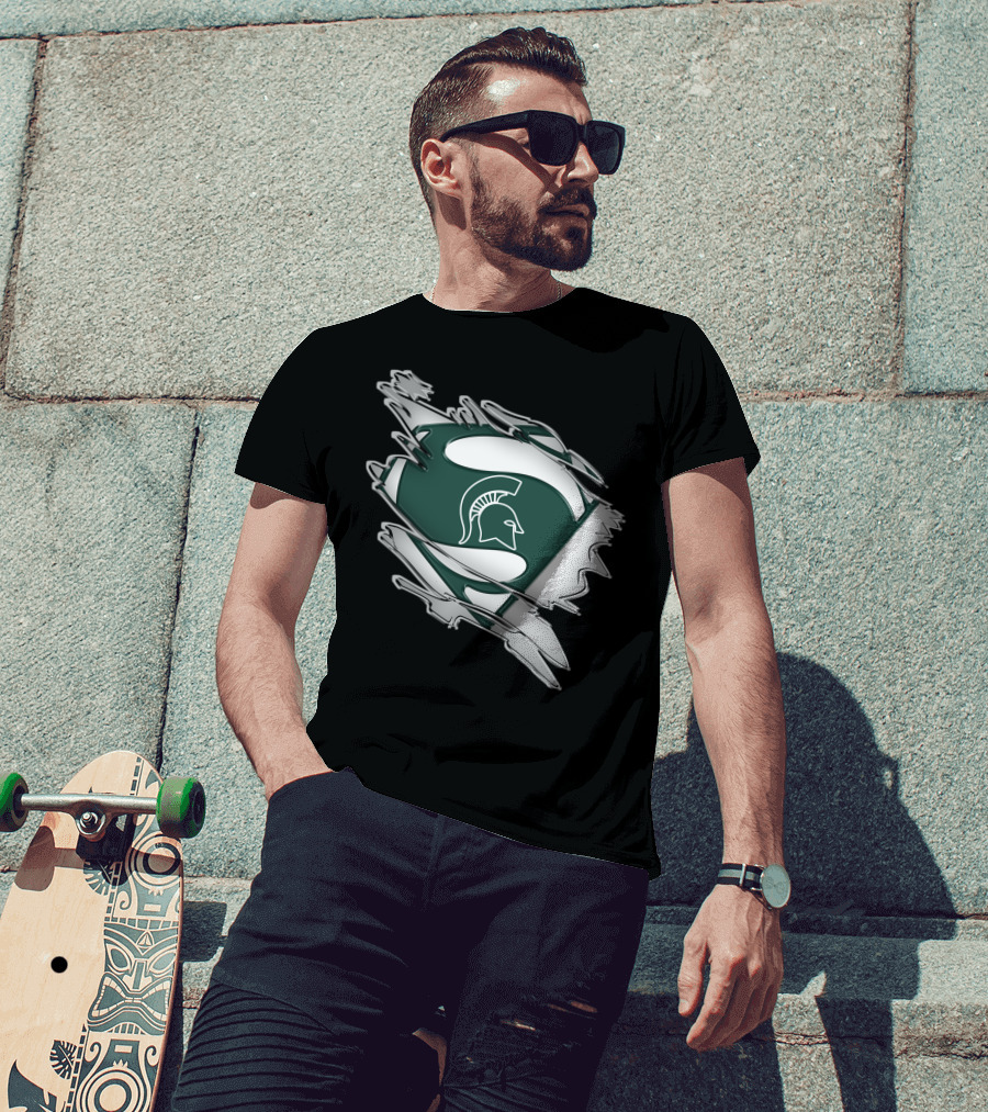 Michigan State Spartans Superman Logo Shield T-Shirt