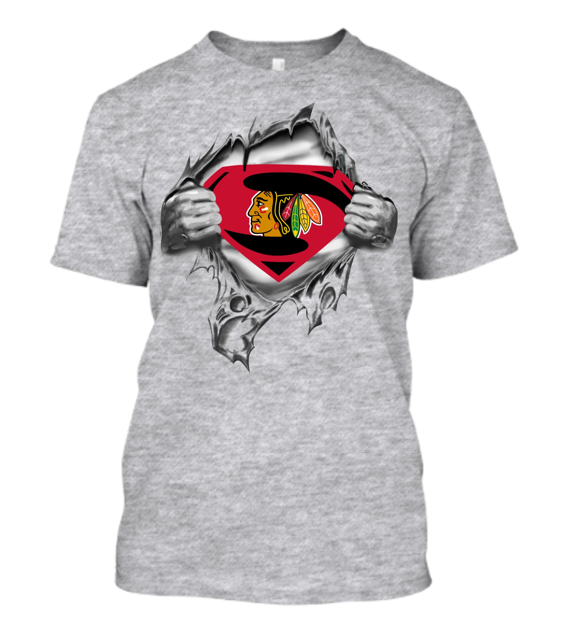 Chicago Blackhawks Superman Logo Tear T-Shirt