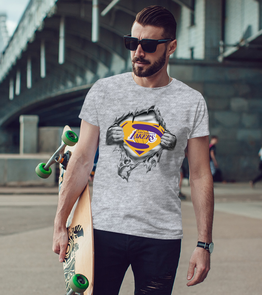 Los Angeles Lakers Superman Logo Tear T-Shirt
