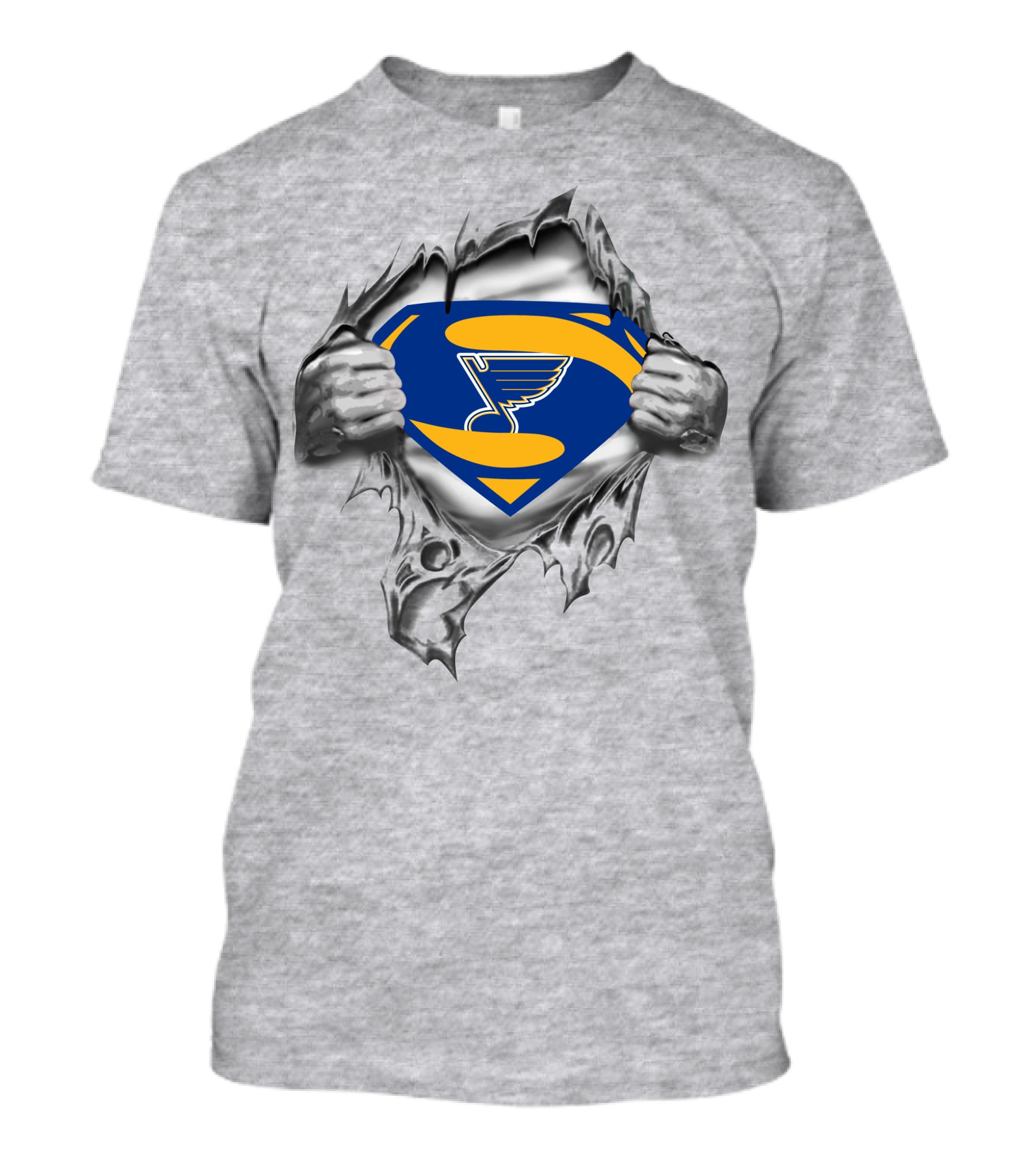 St Louis Blues Superman Emblem Tear T-Shirt