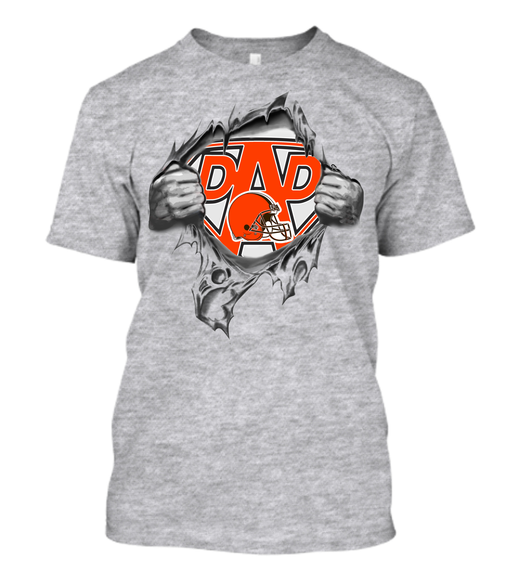 Super Dad Cleveland Browns Football Emblem With Ripping Hands T-Shirt