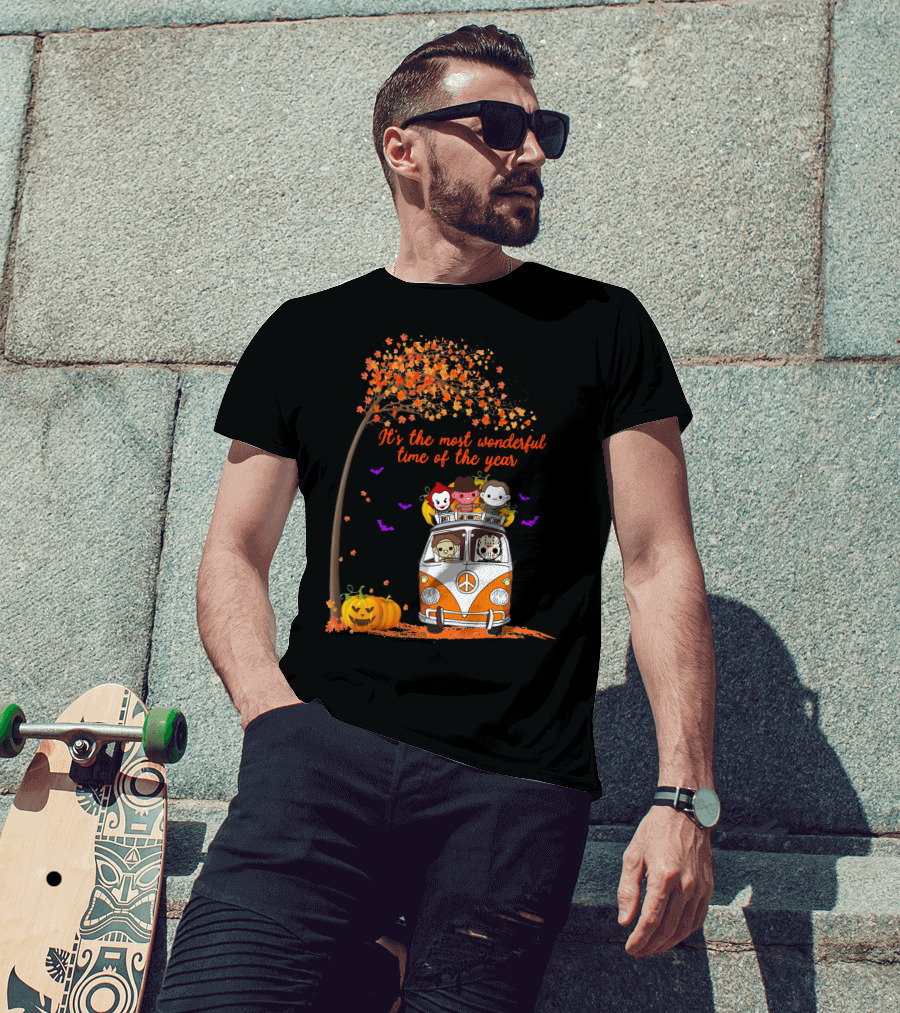 Horror Characters Halloween Road Trip Most Wonderful Time Of The Year T-Shirt