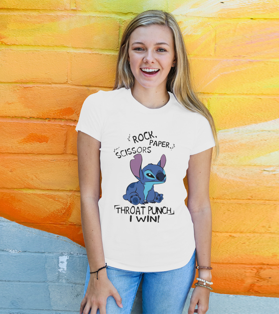 Stitch Rock Paper Scissors Throat Punch I Win T-Shirt