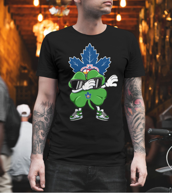 Toronto Marlies Clover Leaf Mascot with Sunglasses and Sneakers T-Shirt Toronto Marlies Clover Leaf Mascot with Sunglasses and Sneakers T-Shirt