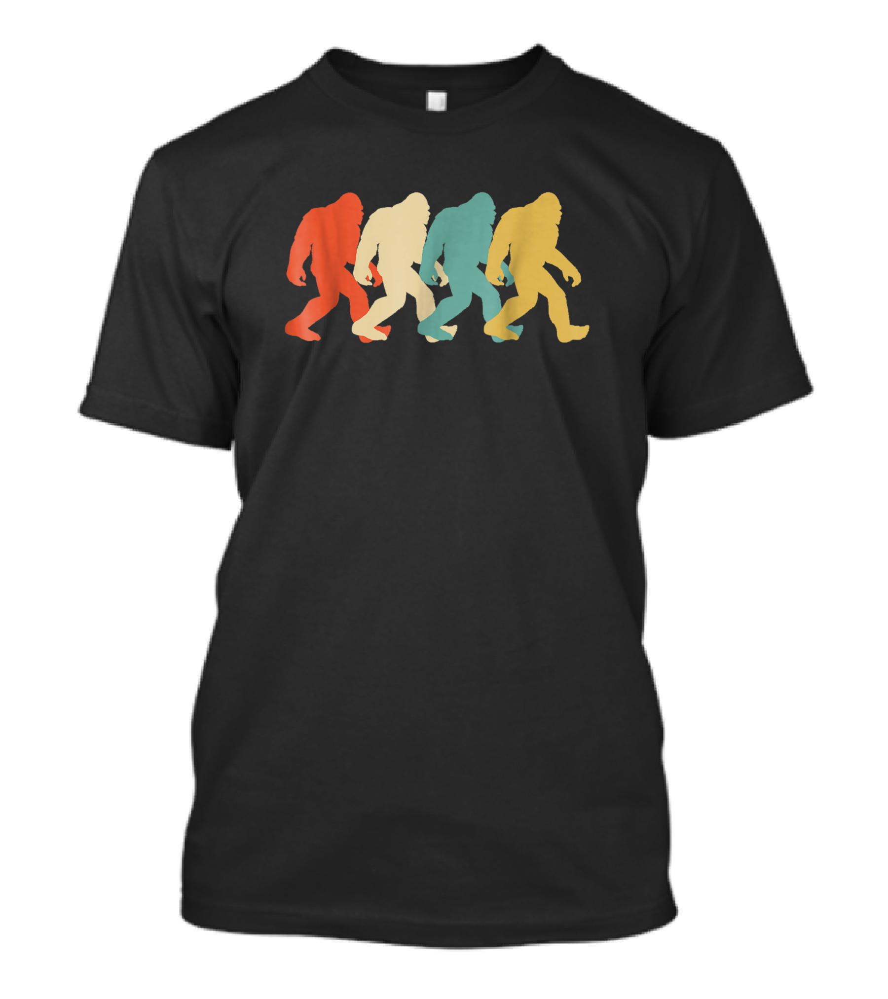 Bigfoot Sasquatch Silhouette Retro Pop Art Multicolor T-Shirt