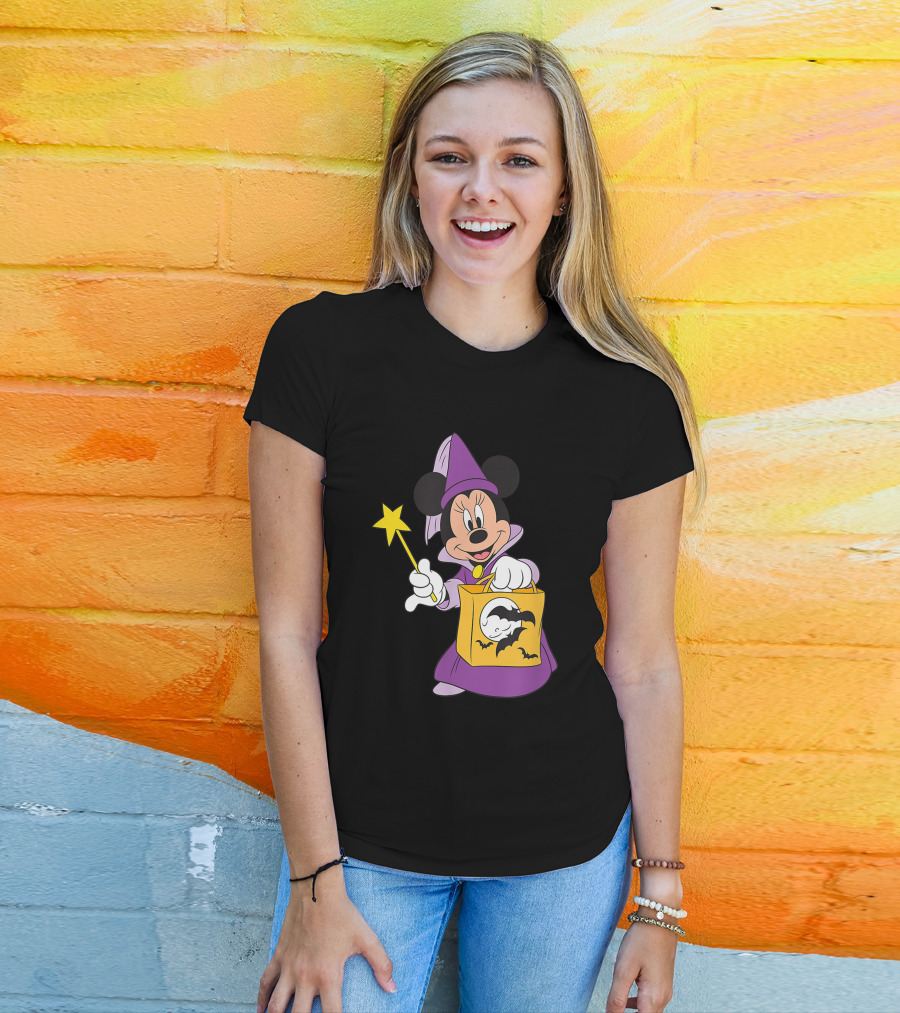 Disney Halloween Minnie Mouse Witch Costume With Magic Wand And Trick-or-Treat Bag T-Shirt