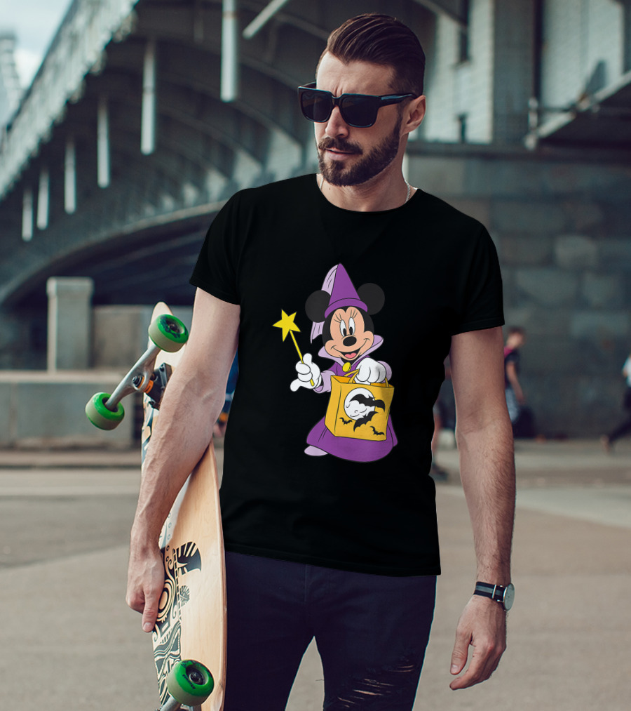 Disney Halloween Minnie Mouse Witch Costume With Magic Wand And Trick-or-Treat Bag T-Shirt