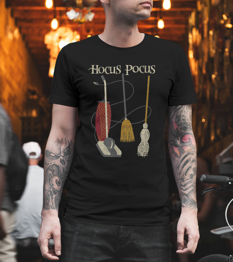 Hocus Pocus Witch Rides Vacuum Broom Mop T-Shirt