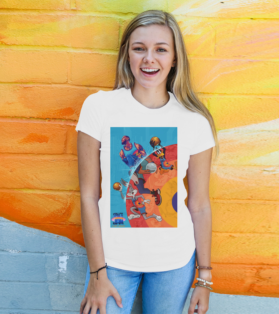 Space Jam A New Legacy Lebron James Bugs Bunny Daffy Duck Basketball Action T-Shirt