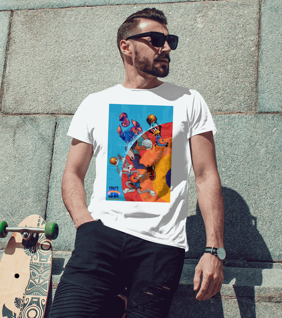 Space Jam A New Legacy Lebron James Bugs Bunny Daffy Duck Basketball Action T-Shirt