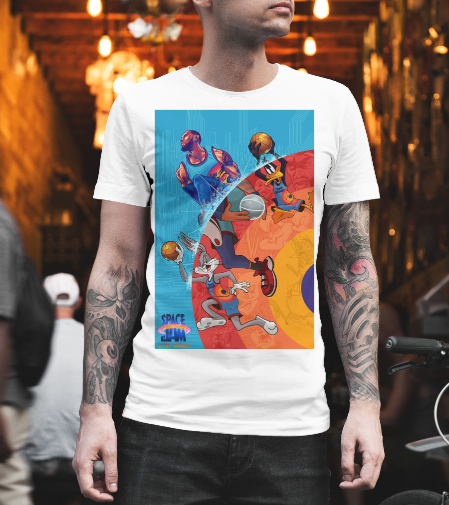 Space Jam A New Legacy Lebron James Bugs Bunny Daffy Duck Basketball Action T-Shirt