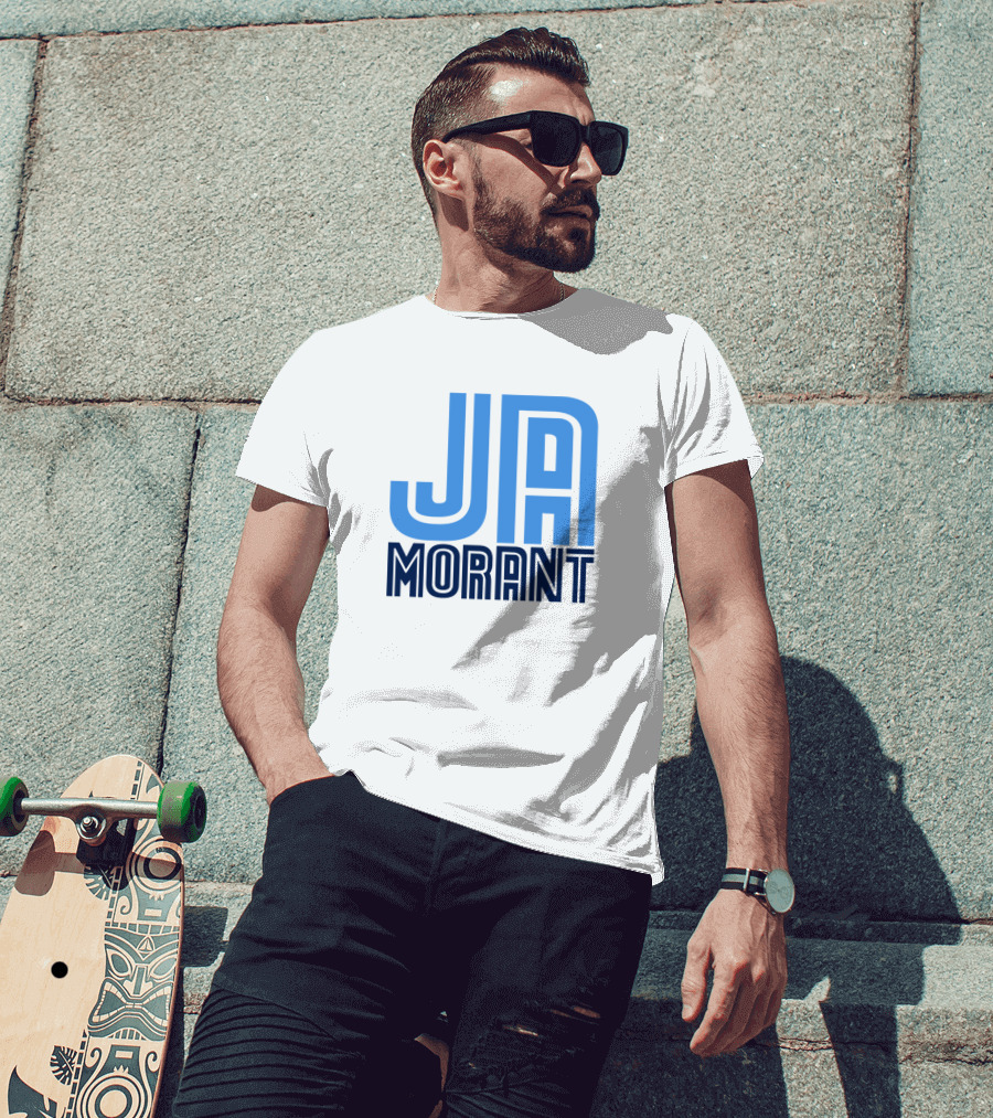 Ja Morant Memphis Basketball Blue Text T-Shirt
