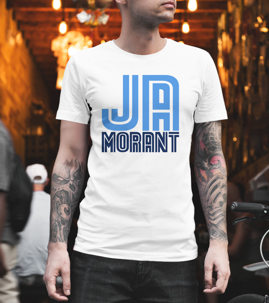 Ja Morant Memphis Basketball Blue Text T-Shirt