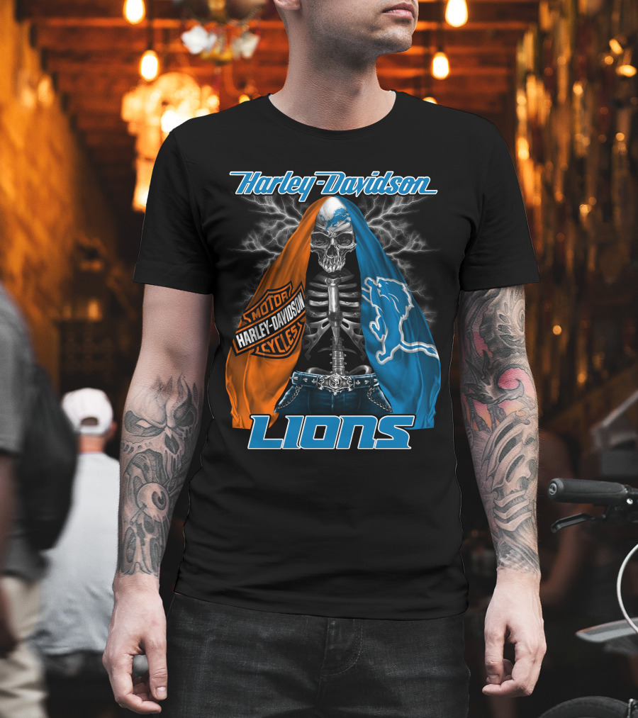 Harley Davidson Motorcycles Detroit Lions T-Shirt