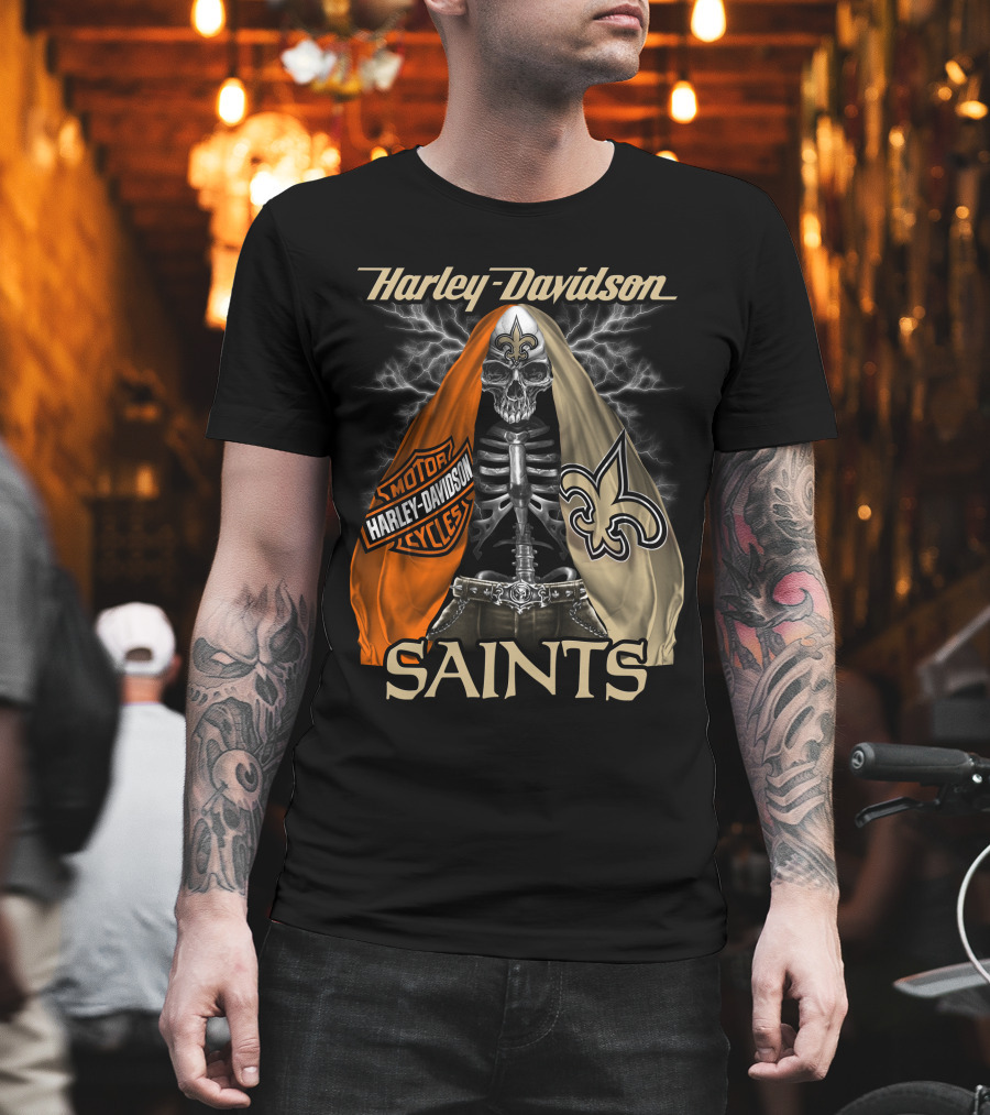 Harley Davidson Motorcycles New Orleans Saints T-Shirt