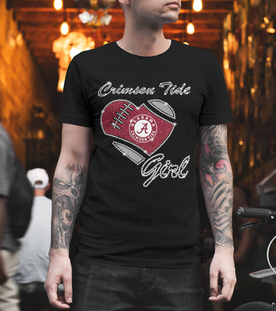 Crimson Tide Alabama Crimson Tide Girl Football Heart T-Shirt