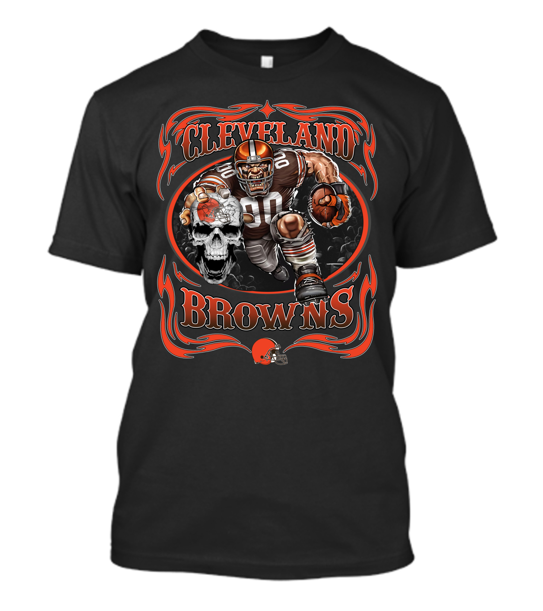 Cleveland Browns Football Player Skull Helmet T-Shirt
