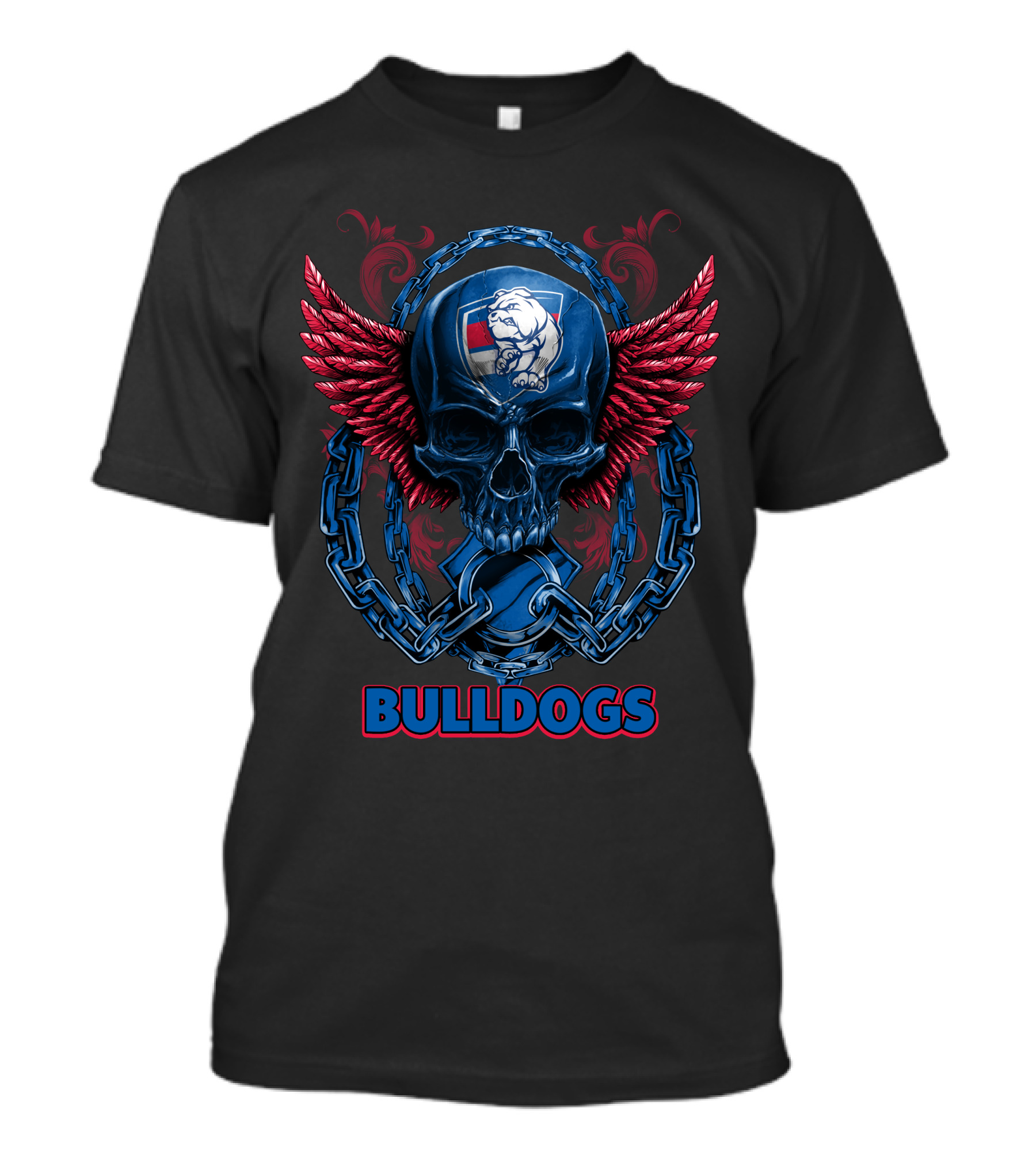Bulldogs Skull With Winged Chain And Emblem T-Shirt