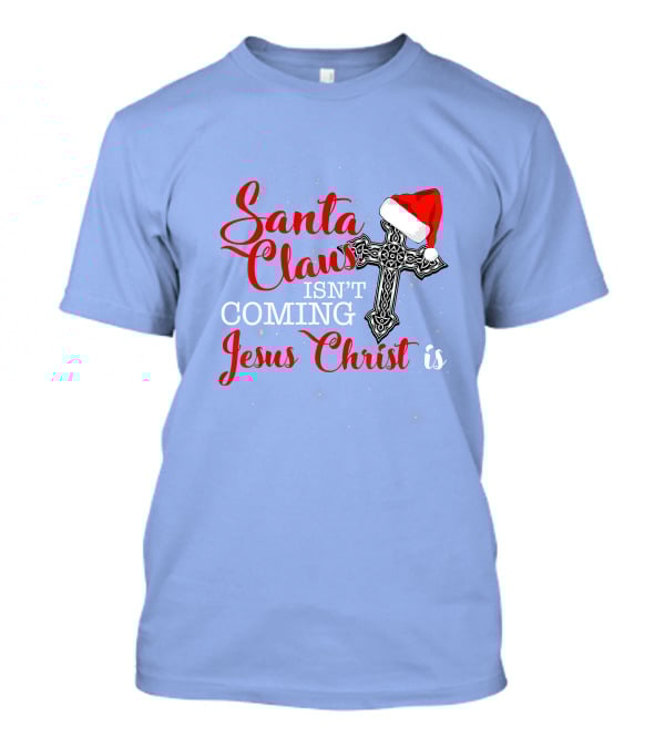 Santa Claus Jesus Christ Cross Christmas Hat T-Shirt