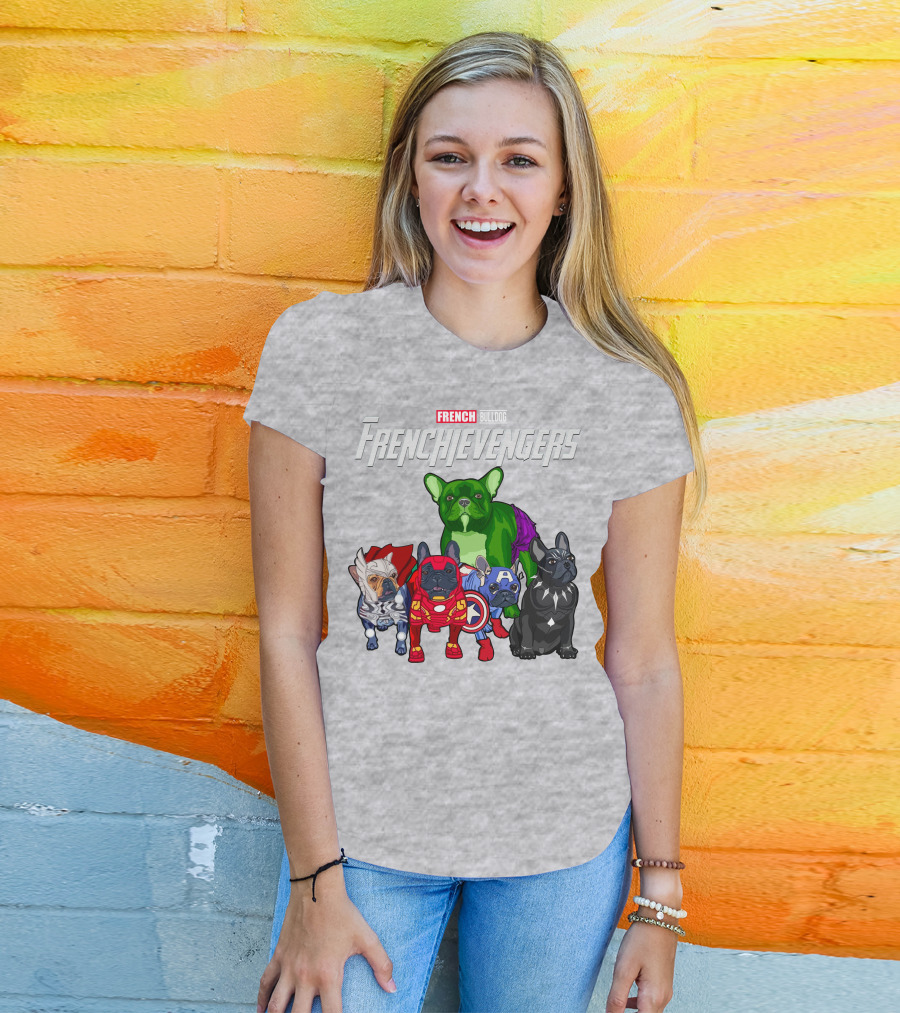 French Bulldog Frenchievengers Superhero Canine Team T-Shirt