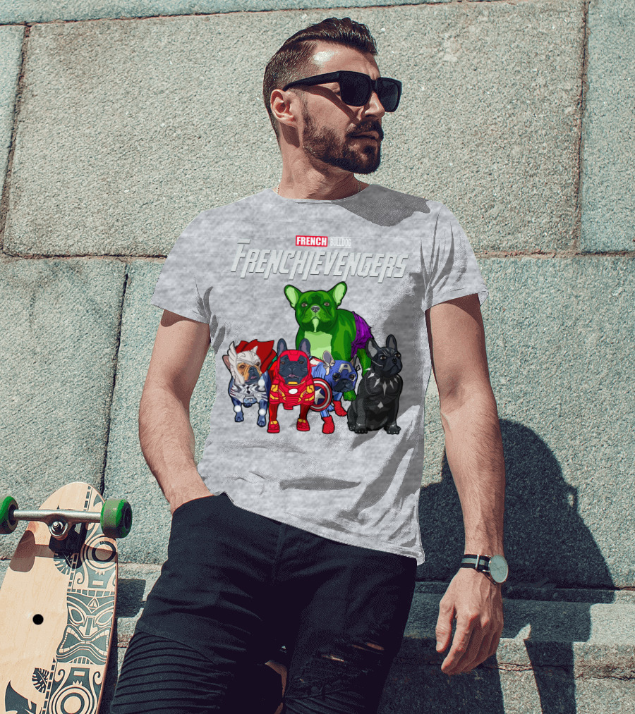 French Bulldog Frenchievengers Superhero Canine Team T-Shirt