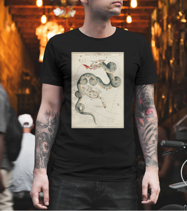 Draco and Ursa Minor Celestial Map T-Shirt Draco and Ursa Minor Celestial Map T-Shirt