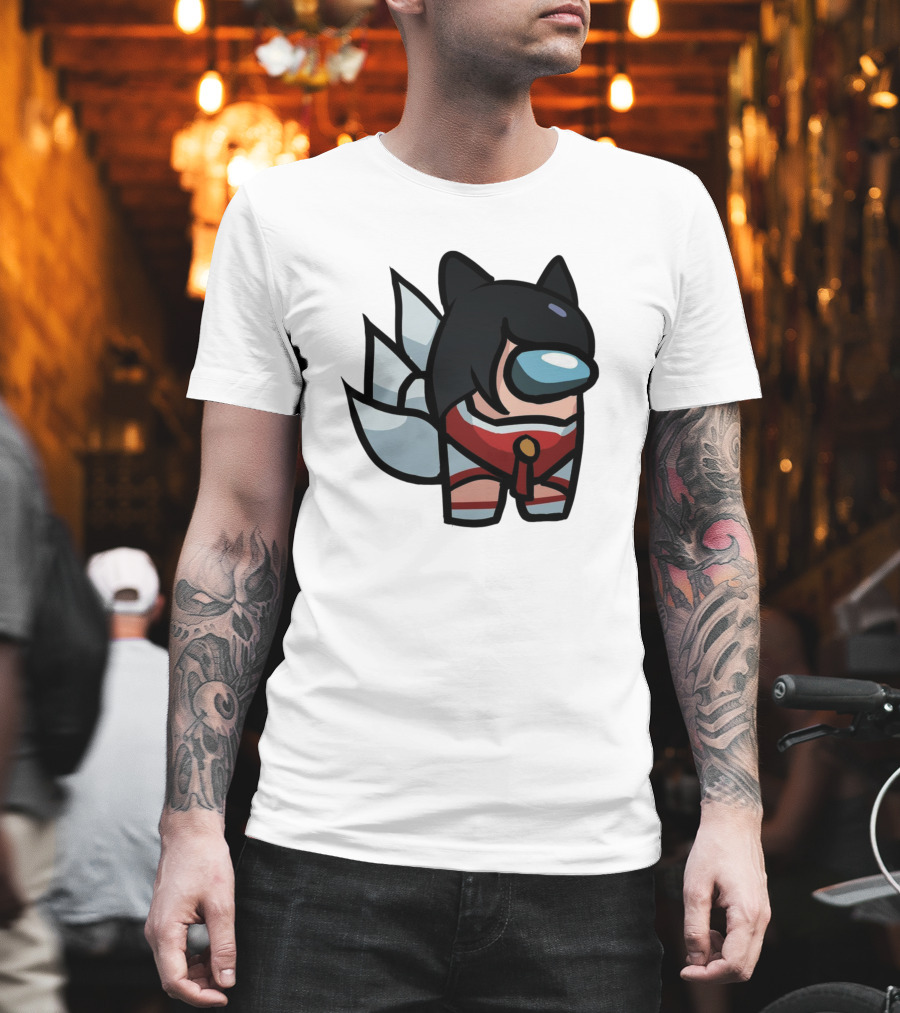 Among Us Character Cosplaying Ahri from League of Legends T-Shirt