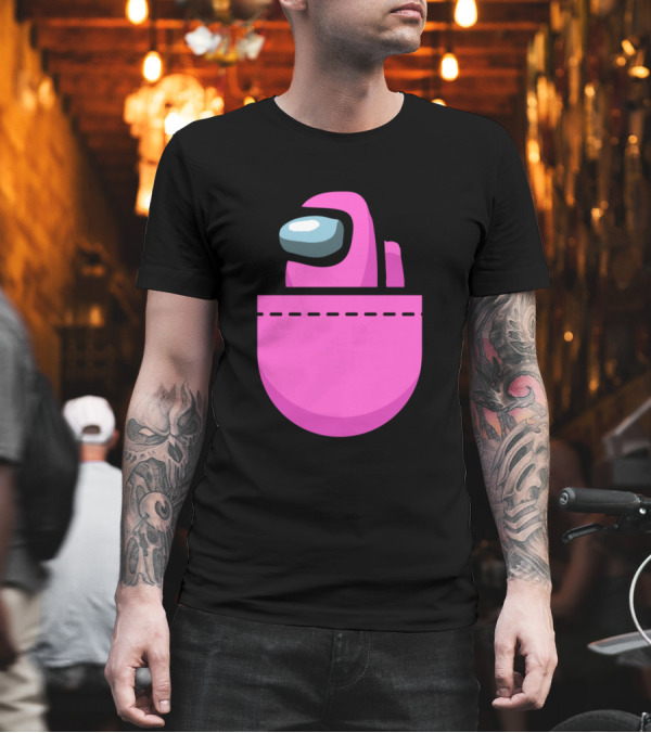 Among Us Pink Crewmate Pocket T-Shirt Among Us Pink Crewmate Pocket T-Shirt