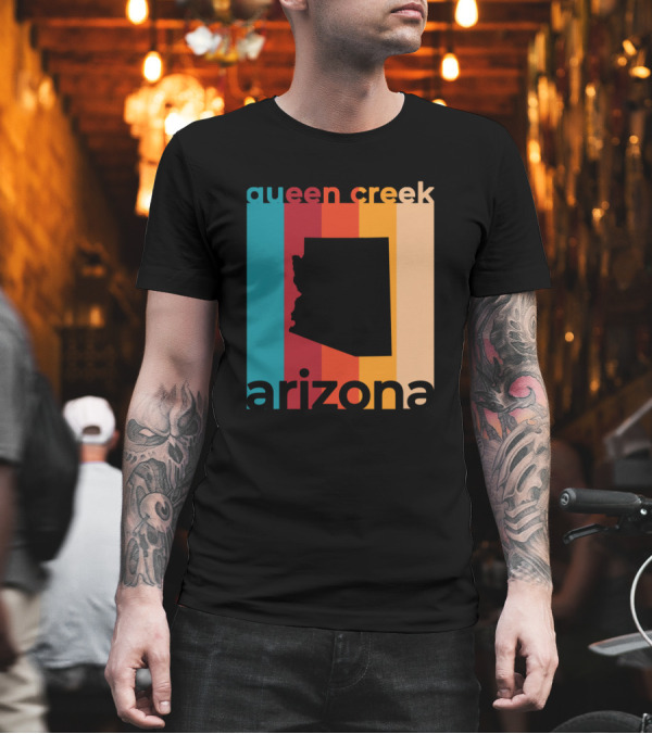 queen creek arizona retro stripes map T-Shirt queen creek arizona retro stripes map T-Shirt