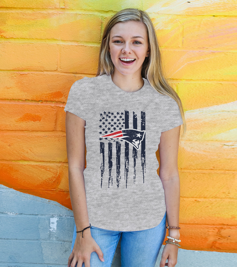 New England Patriots American Flag Patriot Head T-Shirt