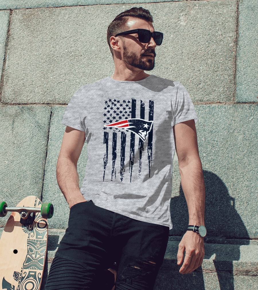 New England Patriots American Flag Patriot Head T-Shirt