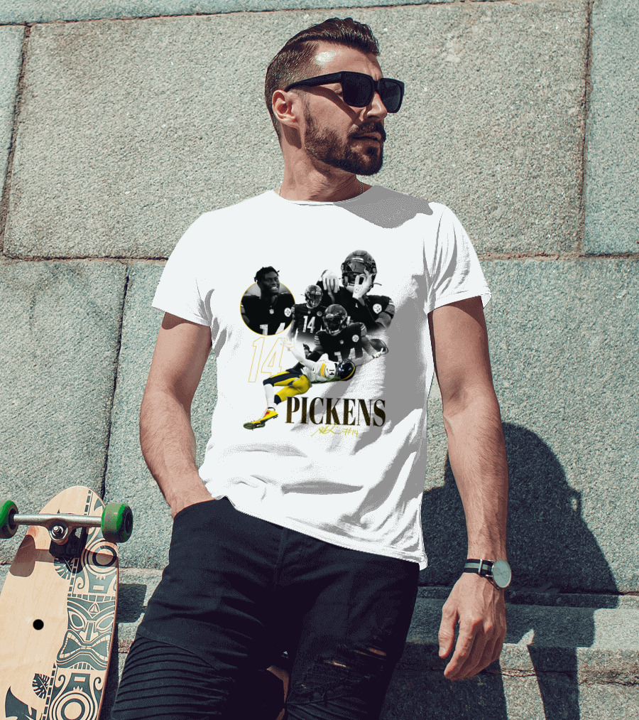 George Pickens #14 Pittsburgh Steelers Football Player Montage T-Shirt