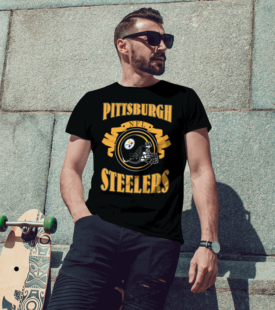 Pittsburgh Steelers NFL Logo Helmet T-Shirt