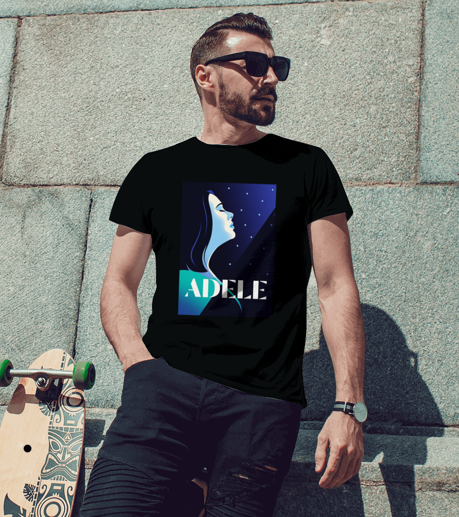 ADELE 1436941 Retro Style Portrait With Night Sky T-Shirt