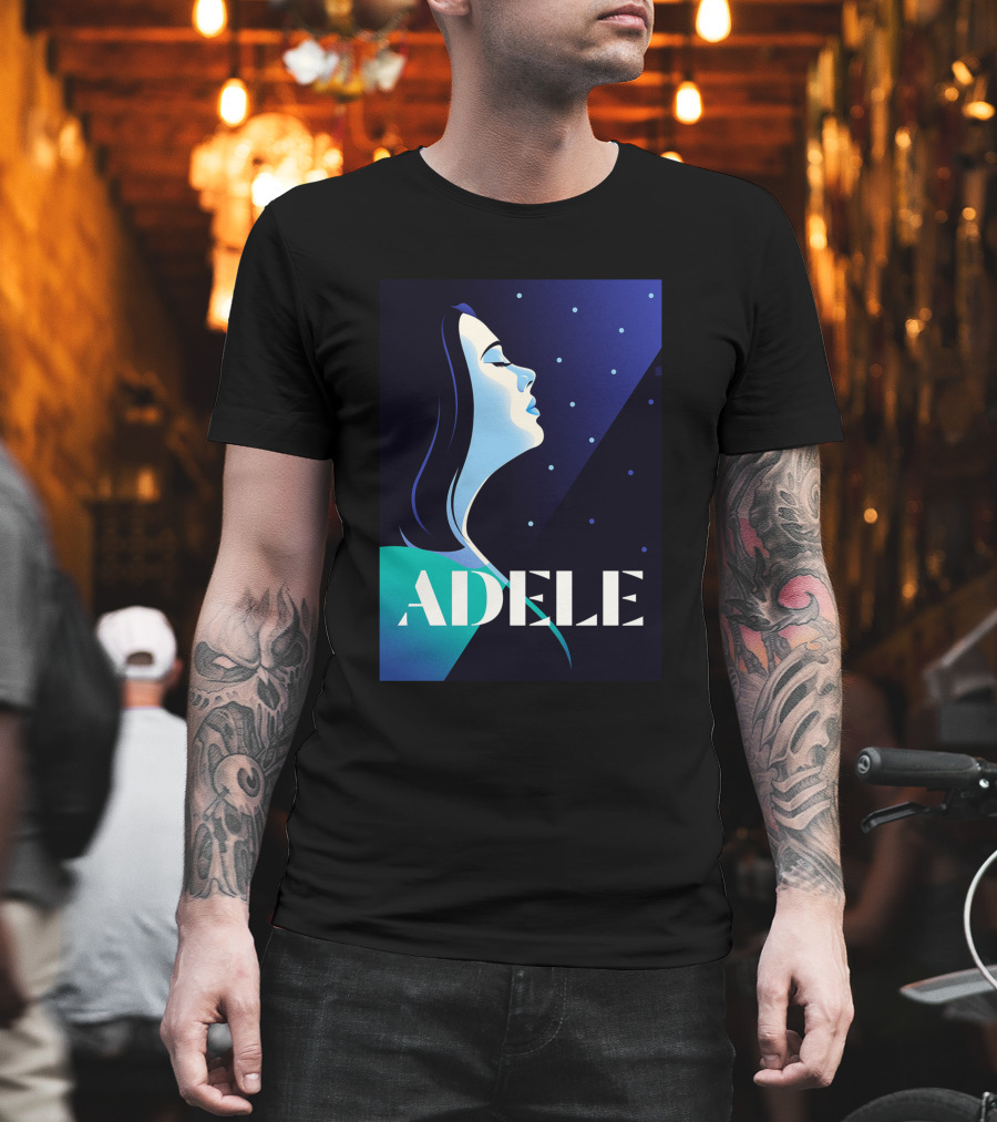 ADELE 1436941 Retro Style Portrait With Night Sky T-Shirt