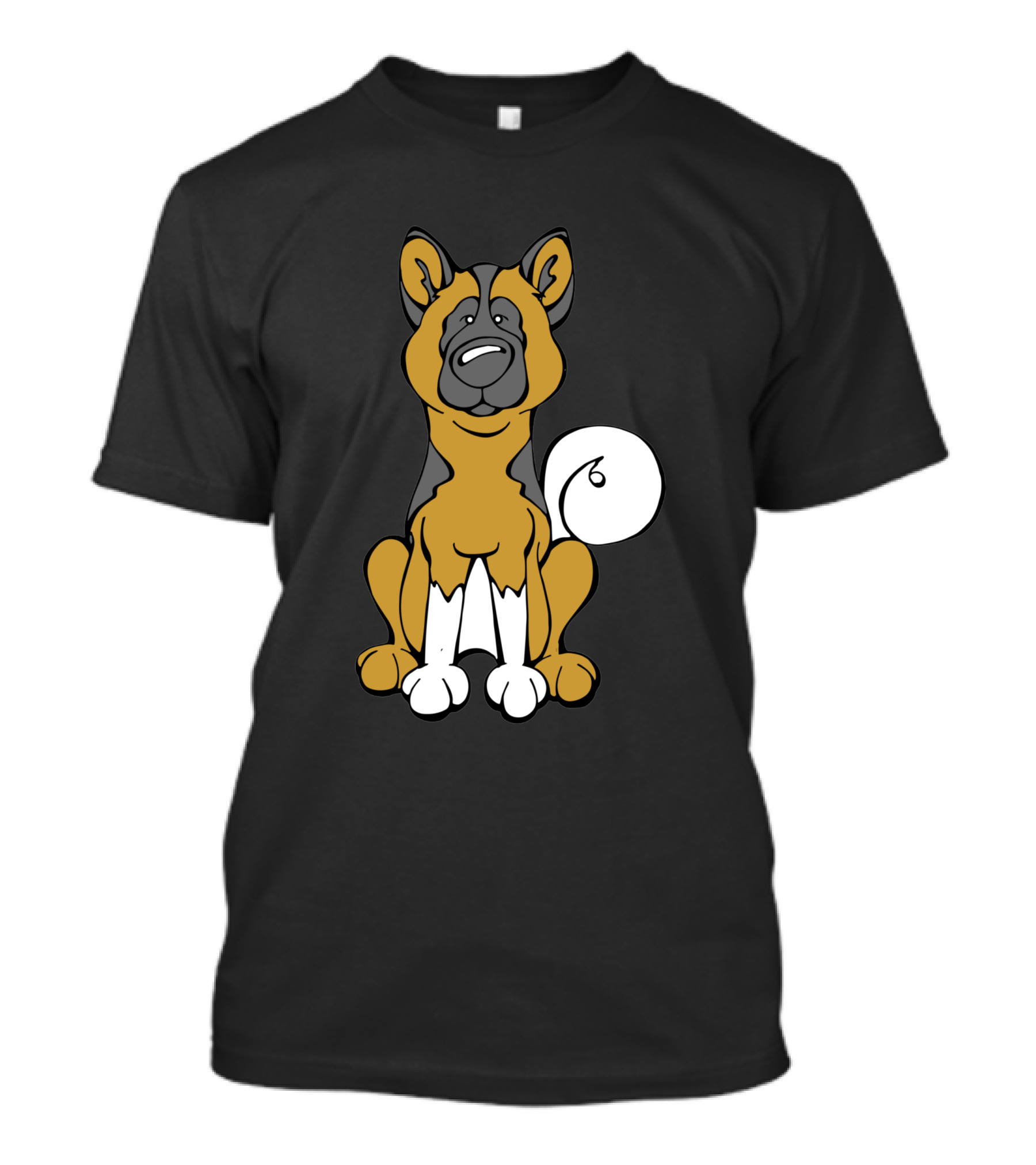 Akita Dog Black And White Cartoon T-Shirt